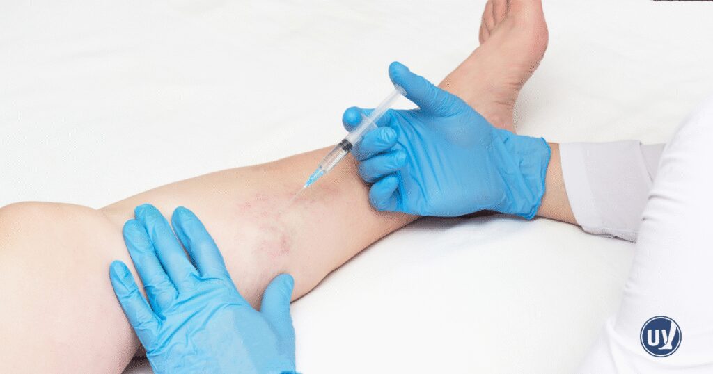 Especialista en venas con paciente