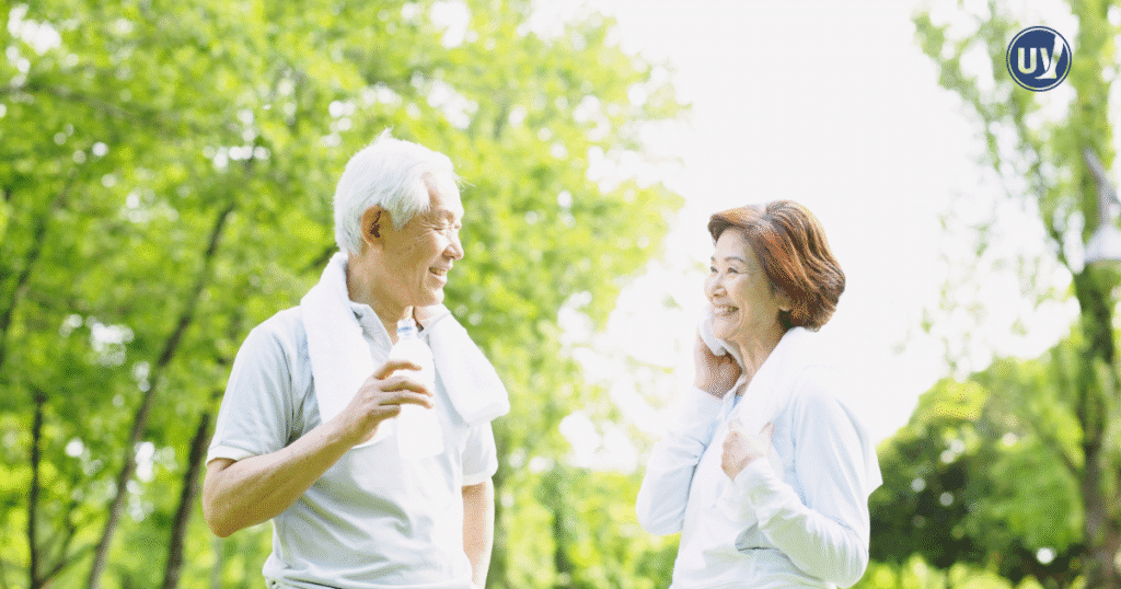 man and woman exercising outdoors.