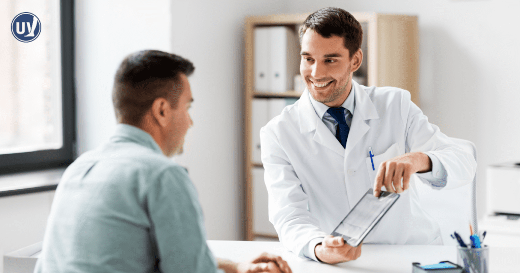 Vein specialist consultation with new patient. 