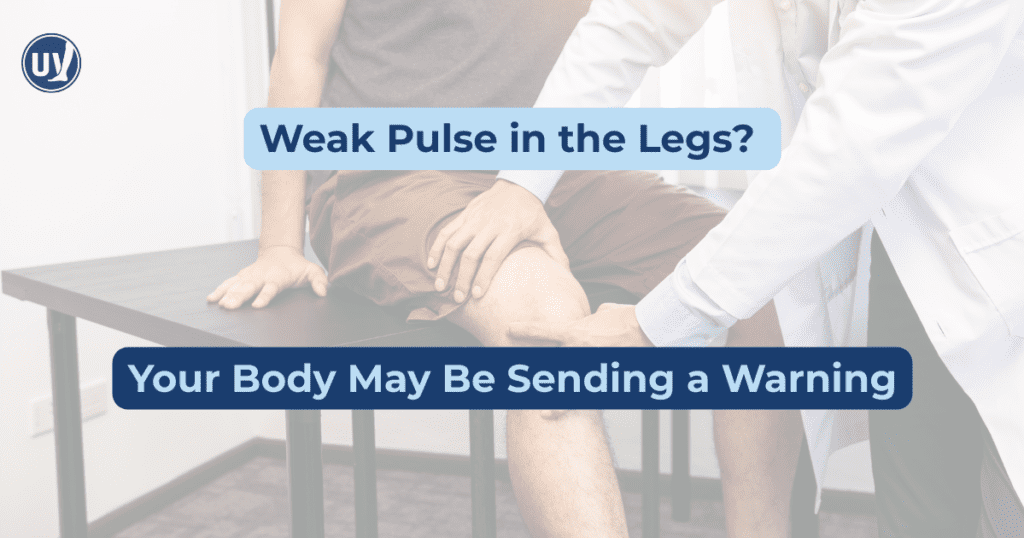 Graphic saying weak pulse in the legs your body may be sending a warning