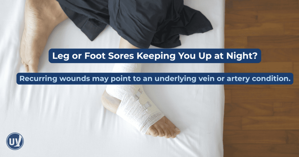 A graphic showing man lying down with a foot sore keeping him up at night