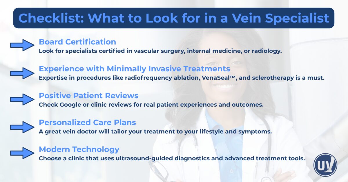 Checklist: what to look for in a vein specialist. 