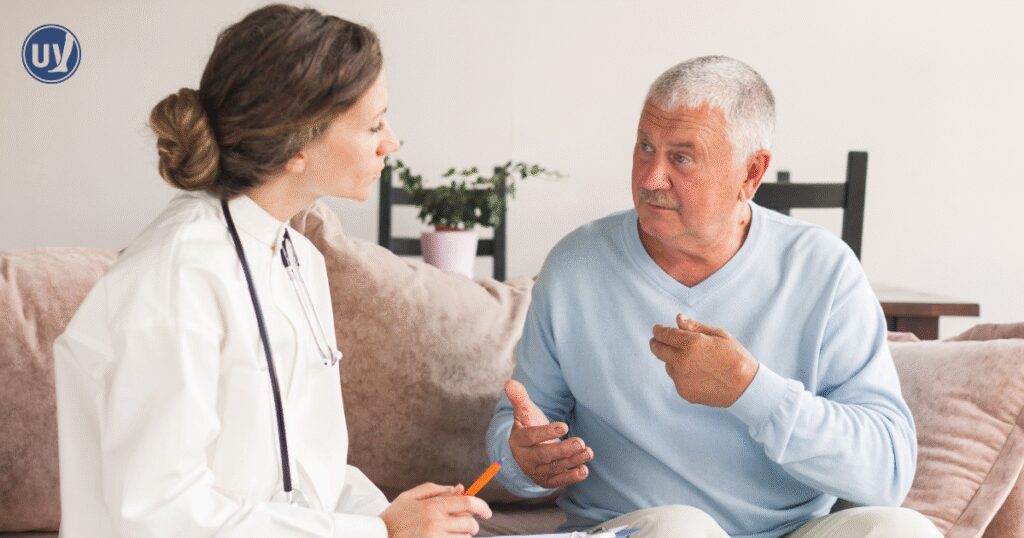 Vascular specialist discussing treatment plan with patient