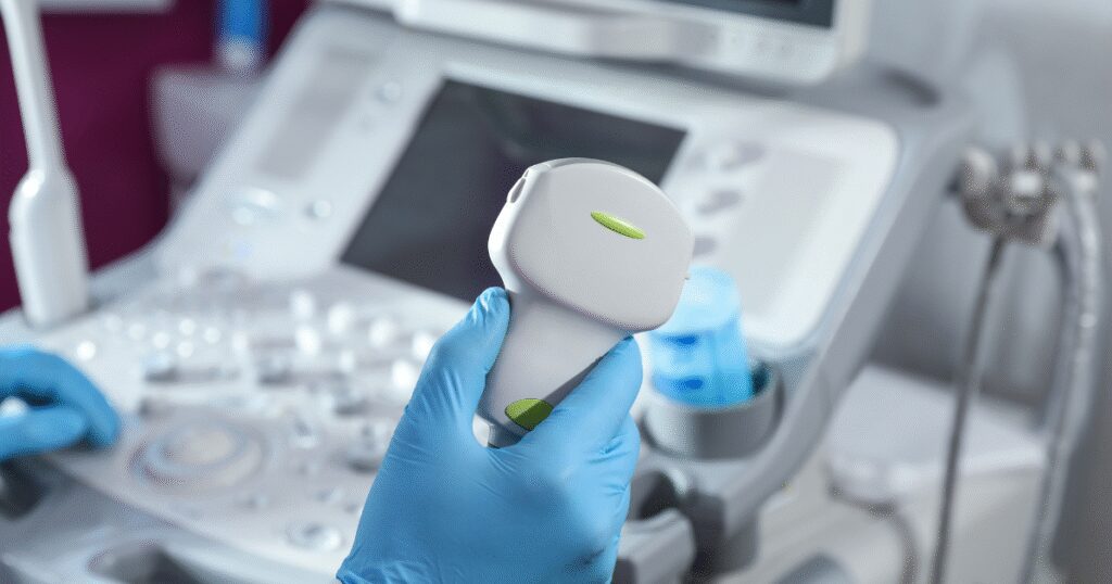 Vascular specialist performing an ultrasound