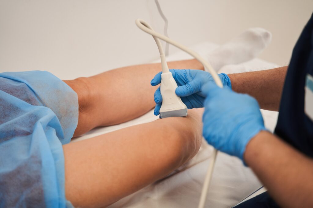 venous ultrasound being performed