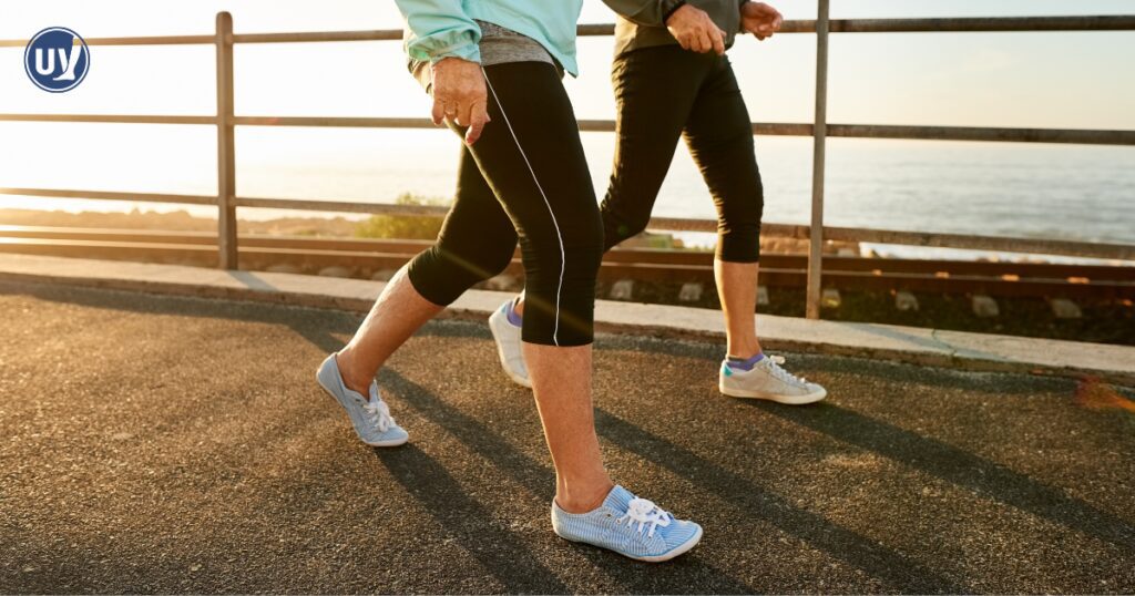 Two women walking outdoors
