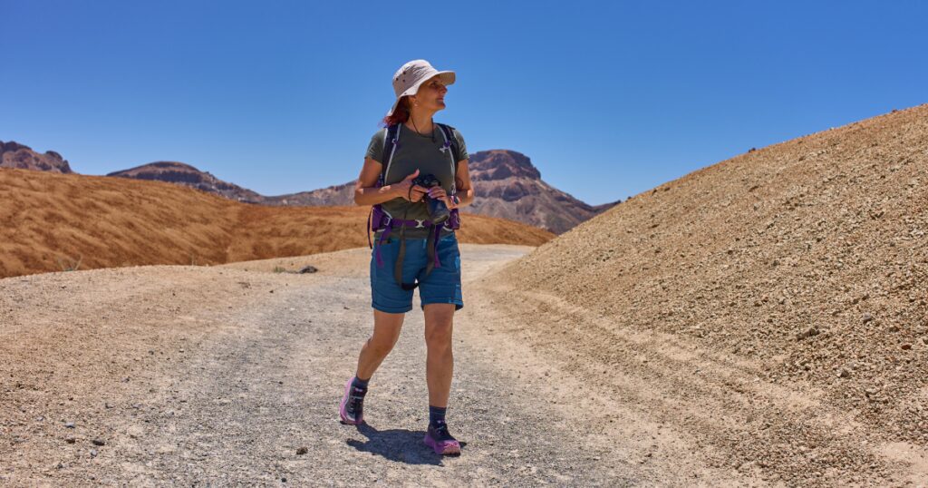 Woman walking in the Phoenix heat
