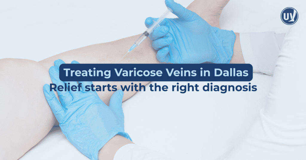 Graphic explaining how vein treatment in Dallas starts with the right diagnosis