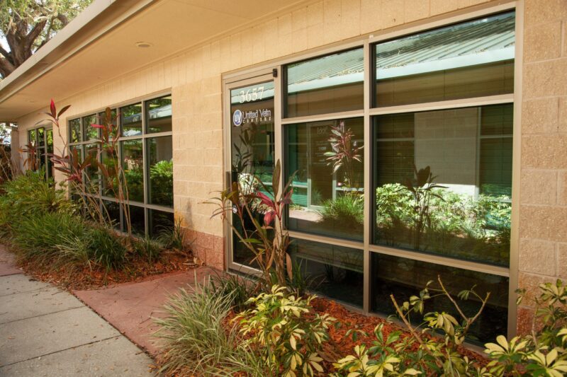 The front exterior door of the United Vein & Vascular Center in Tampa, FL