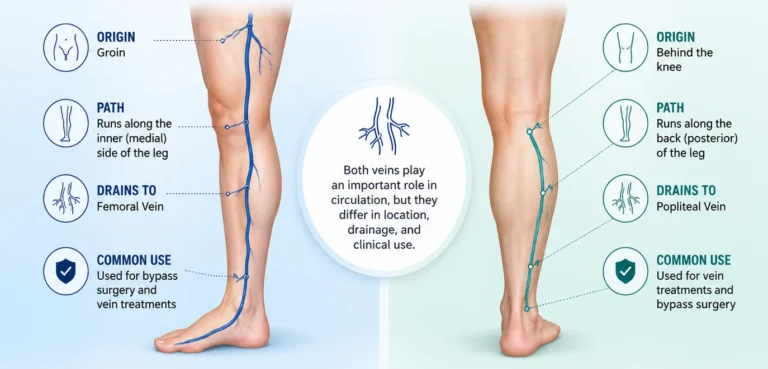 Great saphenous vein vs small saphenous vein